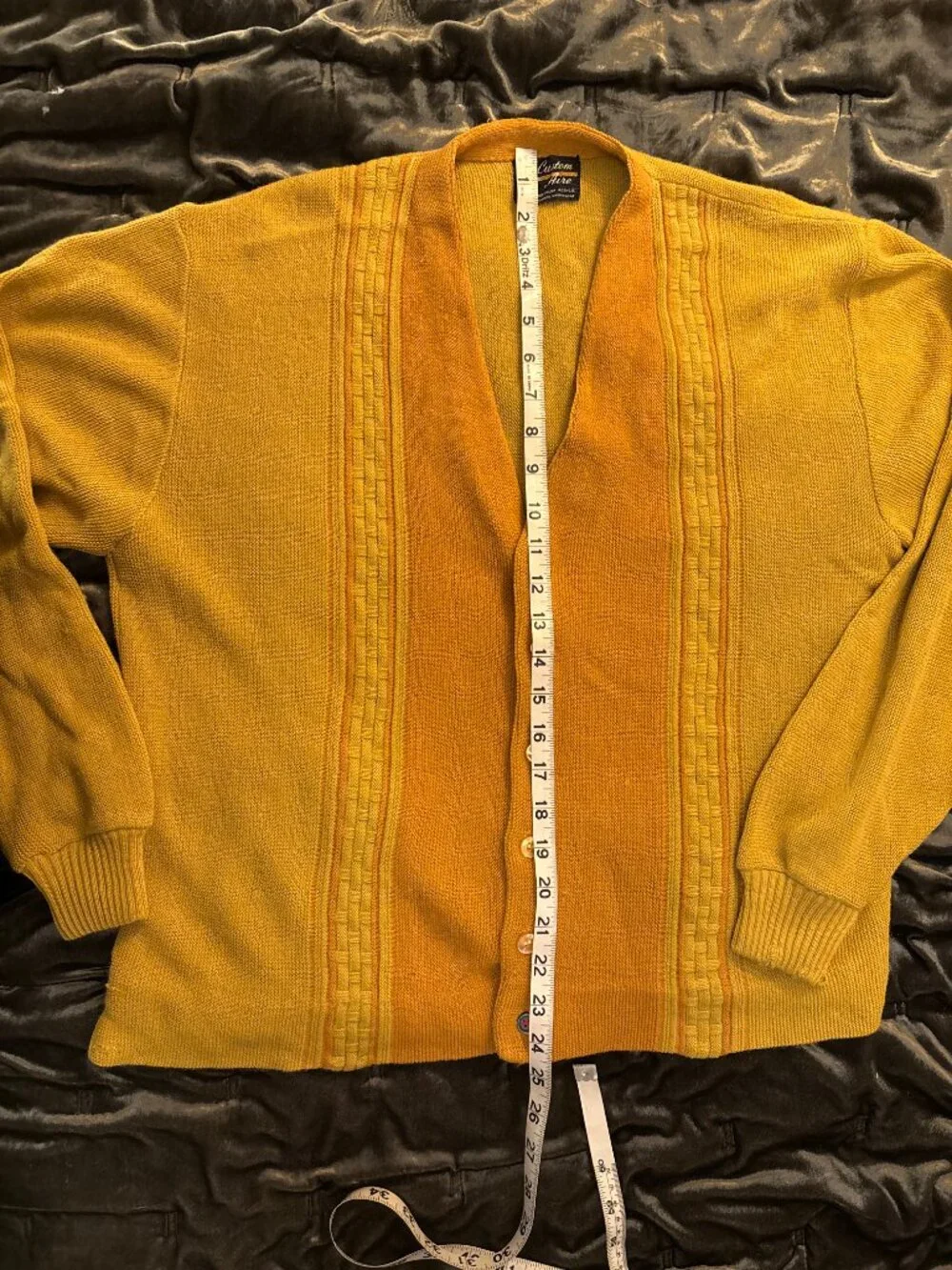 Mens 60s True Vintage Golden Yellow Wool Cardigan